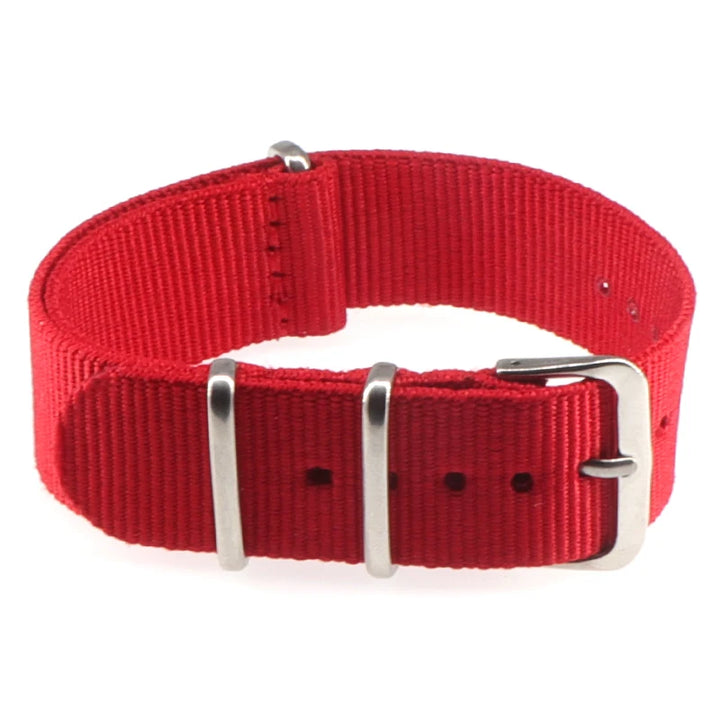 Striped Nylon Watch Strap with Silver Buckle (16-22mm)