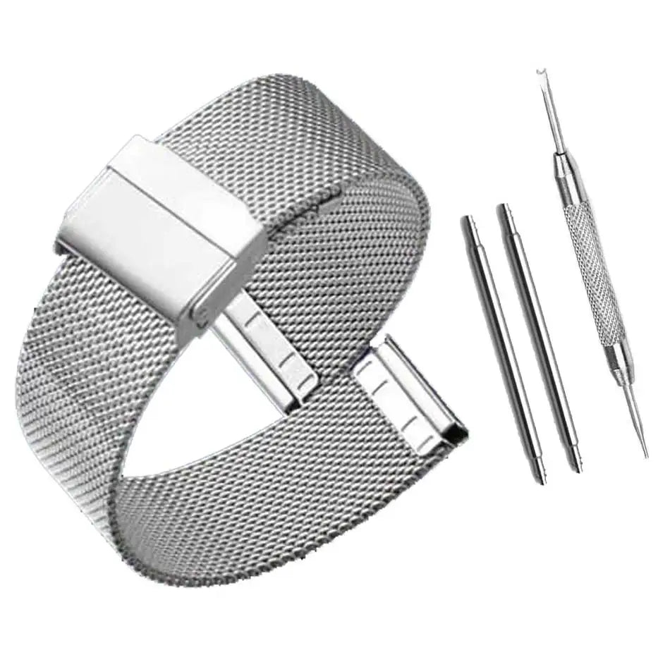 Universal Milanese Stainless Steel Watch Strap (12–24mm)