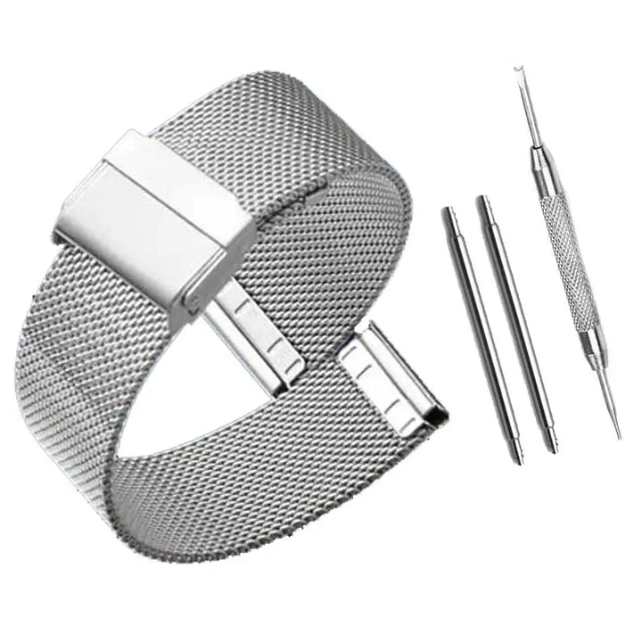 Universal Milanese Stainless Steel Watch Strap (12–24mm)