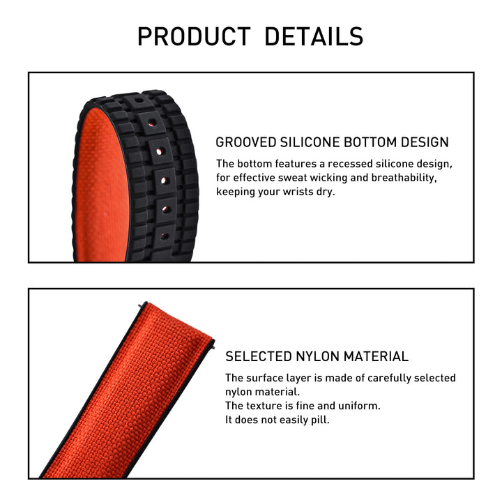 18/19/20/21/22mm Canvas Nylon Watch Strap Waterproof Sport Silicone Rubber Watch Bands Qucik Release Sailcloth Straps Women Men