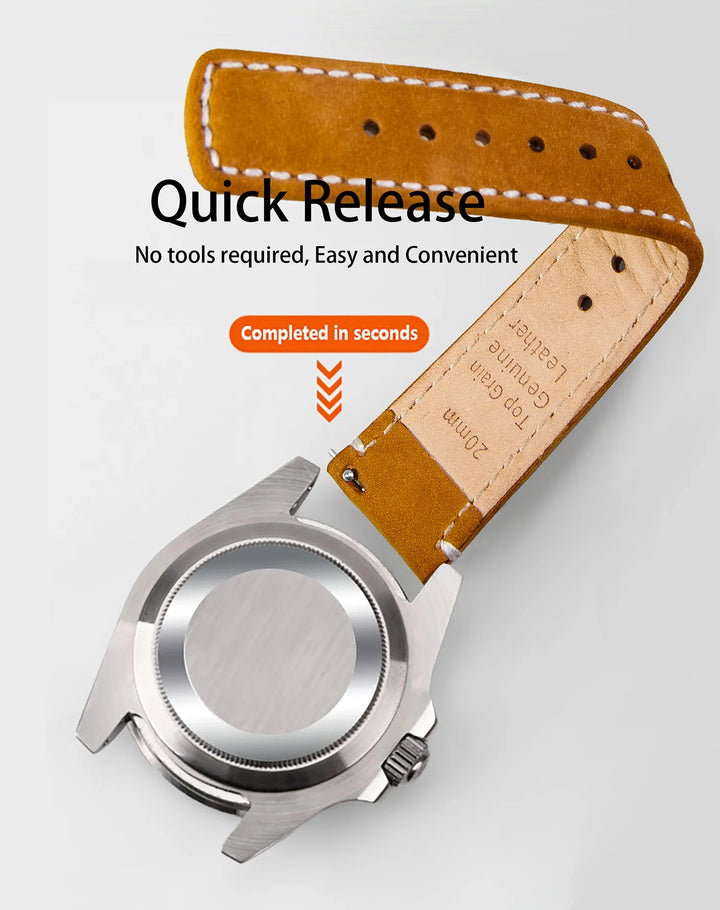 Top Grain Genuine Leather Quick Release Watch Band 20–22mm for Samsung Galaxy Watch