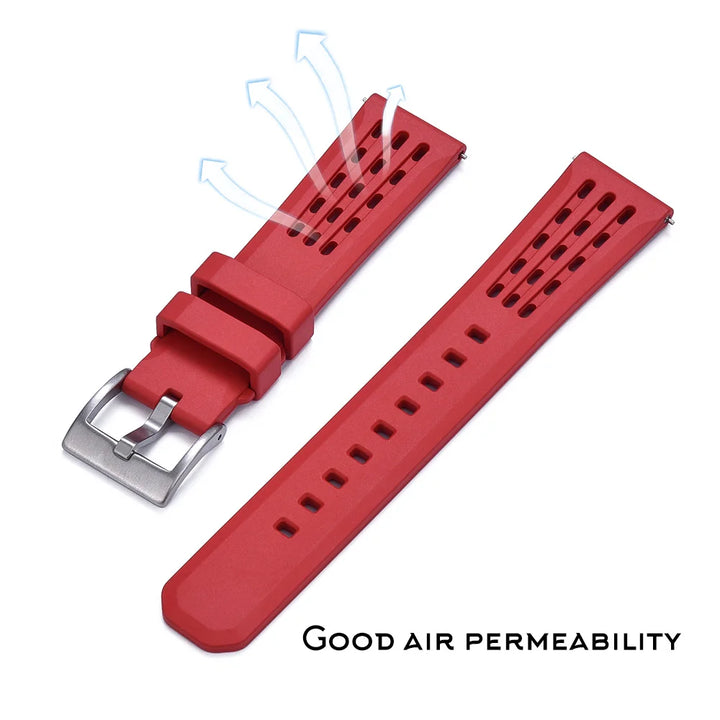 Premium-Grade Porous Structure Quick Release Fluorine Rubber Watch Strap 20mm 22mm New Design FPM/FKM Rubber Watch Band