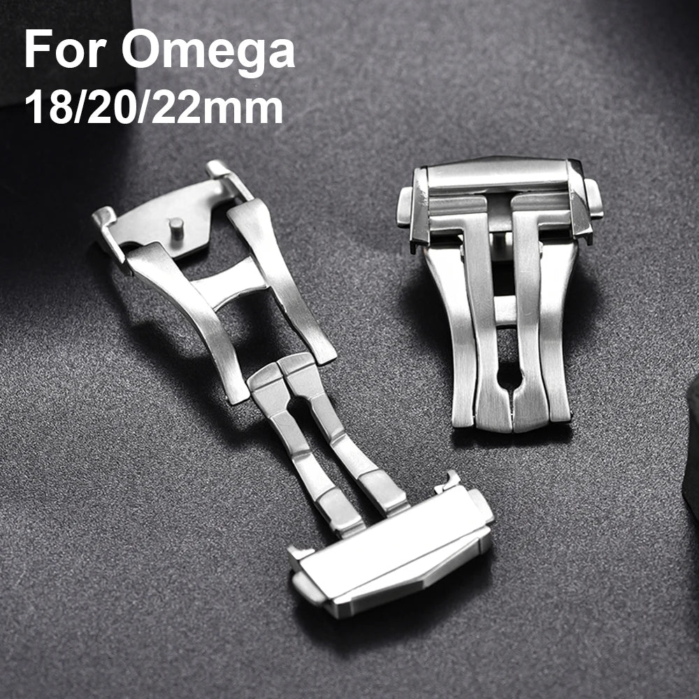 Stainless Steel Deployment Clasp – 18–22mm Folding Buckle for Omega Seamaster & Speedmaster