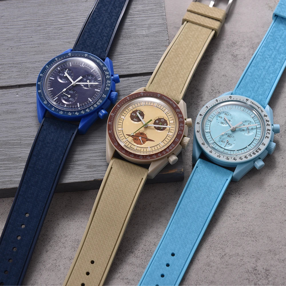 Premium Grade Mosaic FKM Rubber Watch Strap 20mm 22mm Quick Release Watch Bands Diving Waterproof Soft Wristband