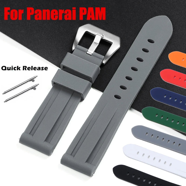 Quick Release Silicone Watch Band 20–26mm for Panerai, Omega, Seiko & Casio