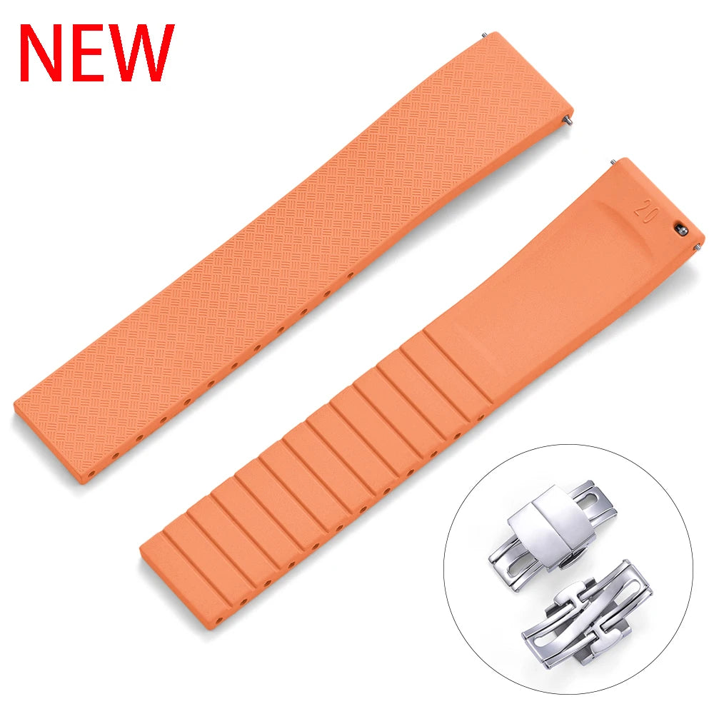 High-Quality CTS FKM Rubber Watch Strap – 18–22mm Quick Release with Spring Clasp, Diver Colors