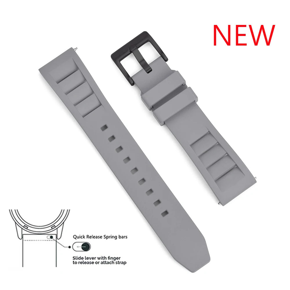 Premium Grade Fluoro Rubber Watch Strap 20mm 22mm For New FKM Watch Bands Diving Bracelet Quick Release Wrist Belt Accessories