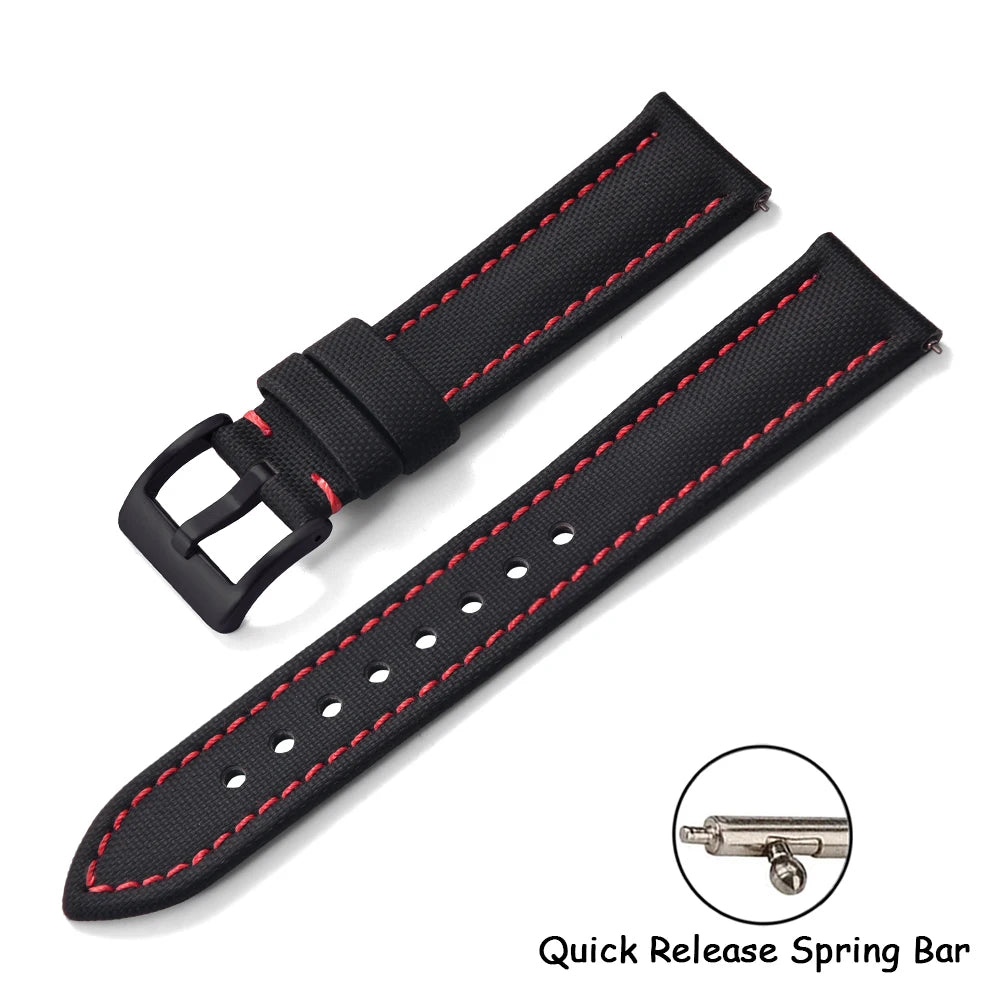 Universal Sailcloth Watch Band 18mm 20mm22mm Sailcloth Leather Strap Qucik Release Bracelet Accessories for Omega for Seiko Belt