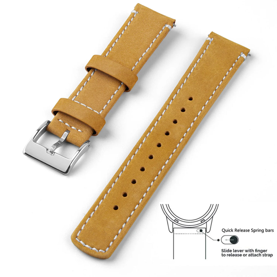 Genuine Top Grain Leather Quick Release Watch Band 20–22mm for Samsung Galaxy Watch