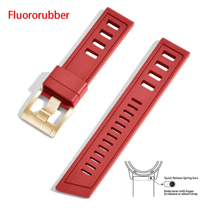 New Design SOFO Fluororubber FKM Watch Strap 20mm 22mm Waterproof Quick Release Watchbands For Each Brand Diving Watches