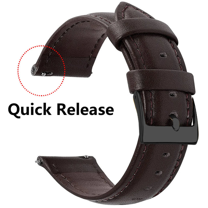 Genuine Leather Watch Strap – Smooth Finish 12–22mm