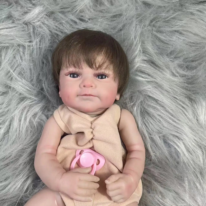 18″ Sanya Painted Vinyl Reborn Doll Kit – Hair Transplant, Blue Eyes, 3D Veins