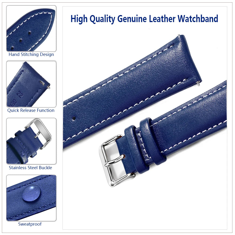 Top Grain Leather Watch Band 12–24mm (Quick Release)