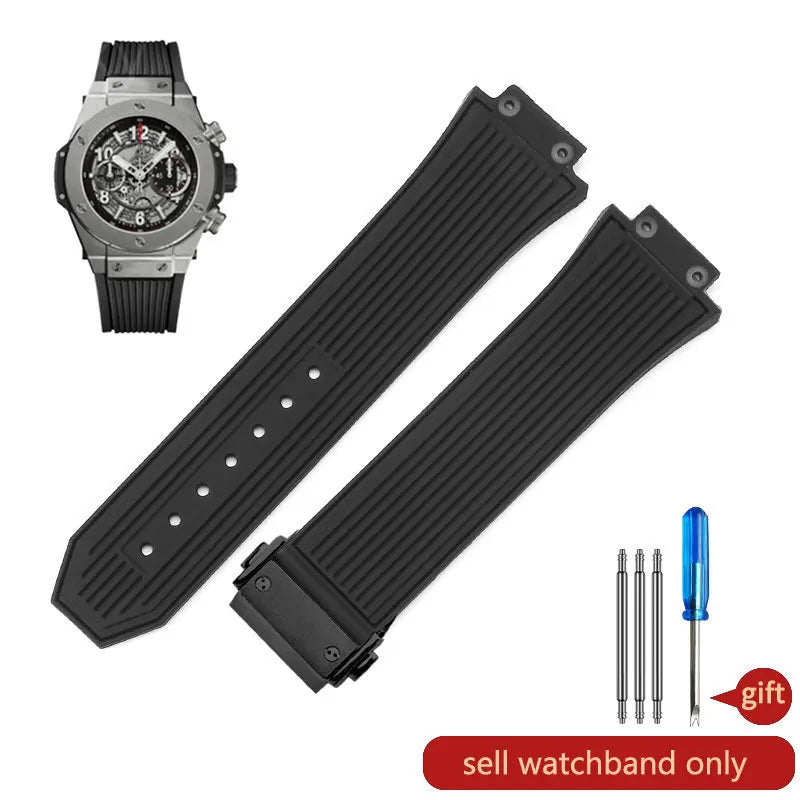 Soft Silicone Watch Band 27×17mm for Hublot Big Bang (Waterproof, Steel