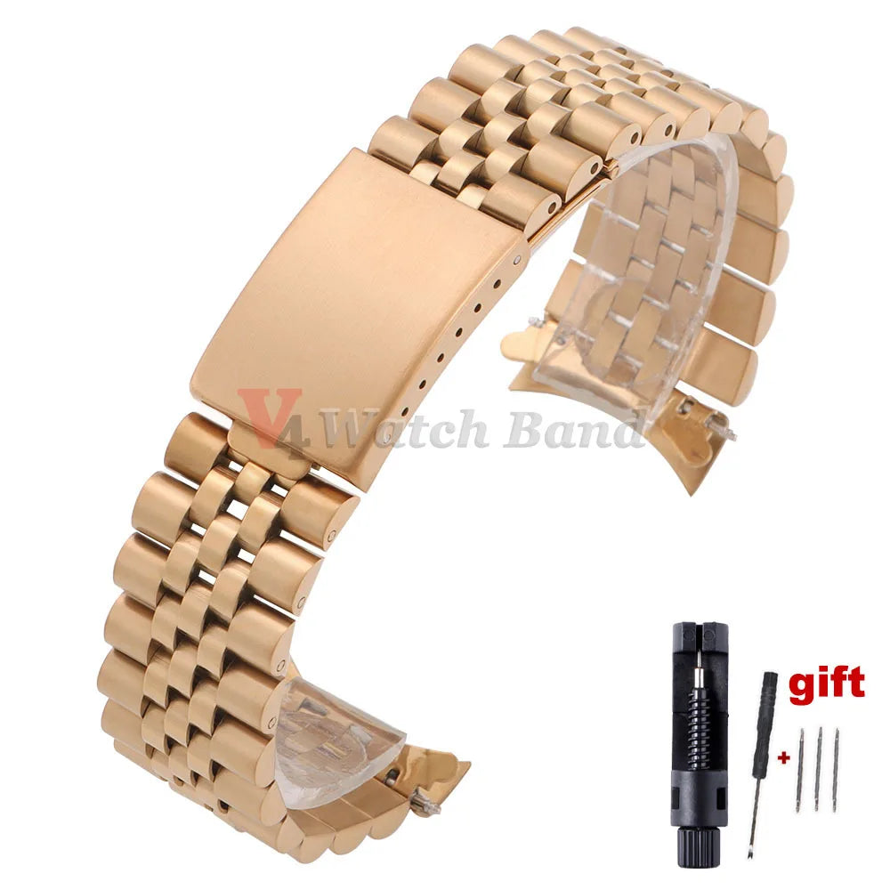 19mm 20mm 21mm Curved End Stainless Steel Watch Bands for Rolex DATEJUST for Jubilee Solid Strap Bracelet Men Woman Watchband