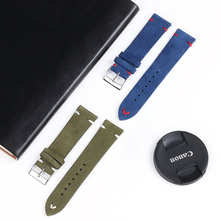 Vintage Suede Leather Watch Strap (Handmade Stitching)