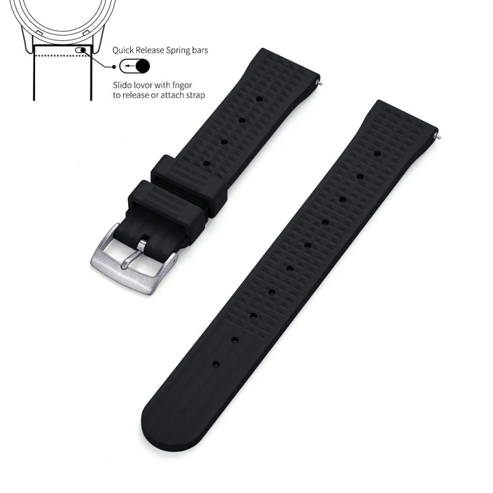 NATOBELT Quality Waffle FKM Rubber Strap 20mm 22mm Sport Quick Release Rubber Watchbands For Men's Diving Watch