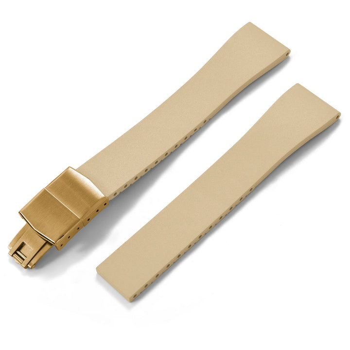 JUELONG CTS FKM Rubber Watch Strap 16–22mm Quick Release with Gold
