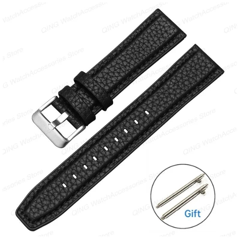 Silicone Leather Quick‑Release Watch Strap – 18/20/22mm, Waterproof for