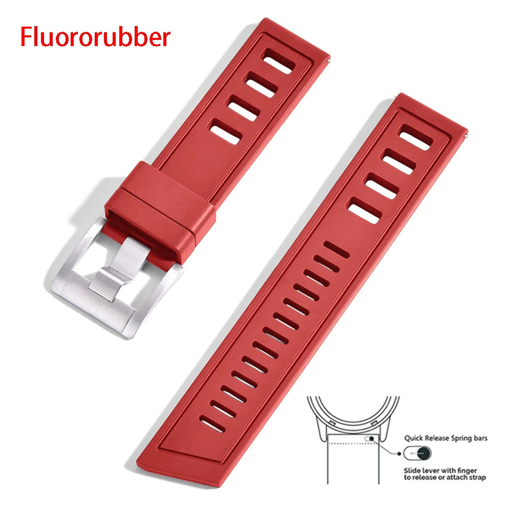 New Design SOFO Fluororubber FKM Watch Strap 20mm 22mm Waterproof Quick Release Watchbands For Each Brand Diving Watches