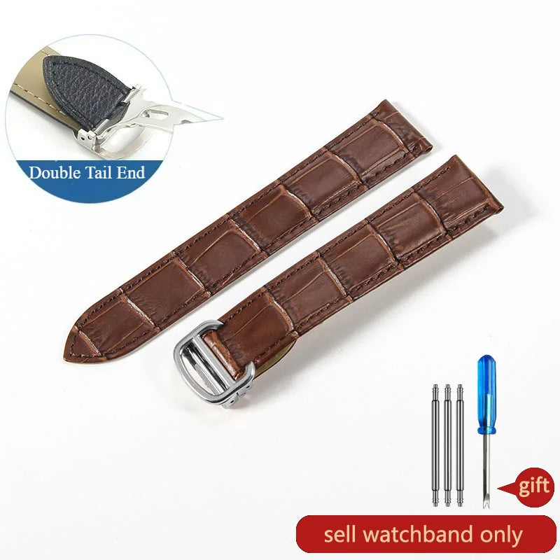 Genuine Leather Cartier Tank Solo Watch Strap 17–25mm (Brown & Black,