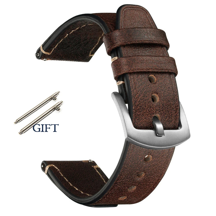 Retro Genuine Leather Watch Strap – 18-22mm for Seiko SNXS79 & Rolex Oyster