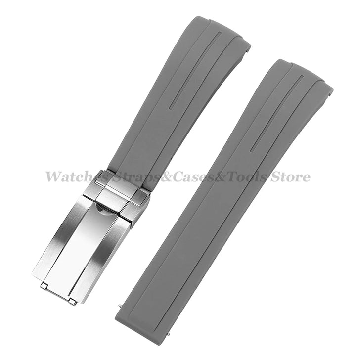 Curved End Silicone Rubber Watch Band 20–22mm for Rolex Water Ghost