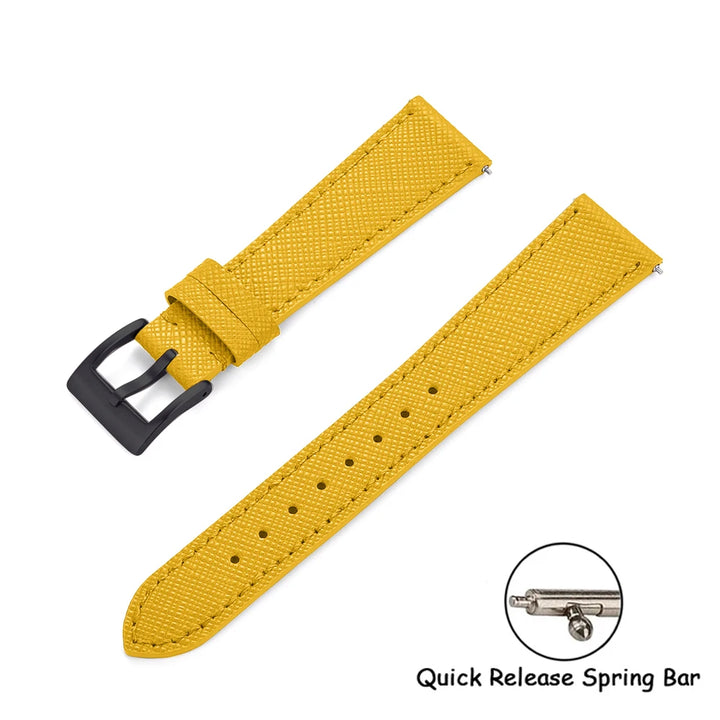 Quick Release Saffiano Leather Watch Strap – 18-24mm Universal