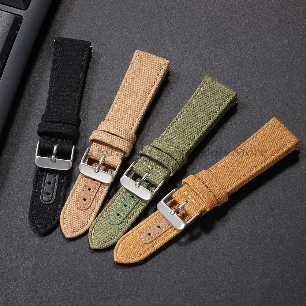 Canvas Band Leather Watchband 20mm for Army Military Quick Release Universal Replacement for Omega Sport Nylon Men Watch Straps