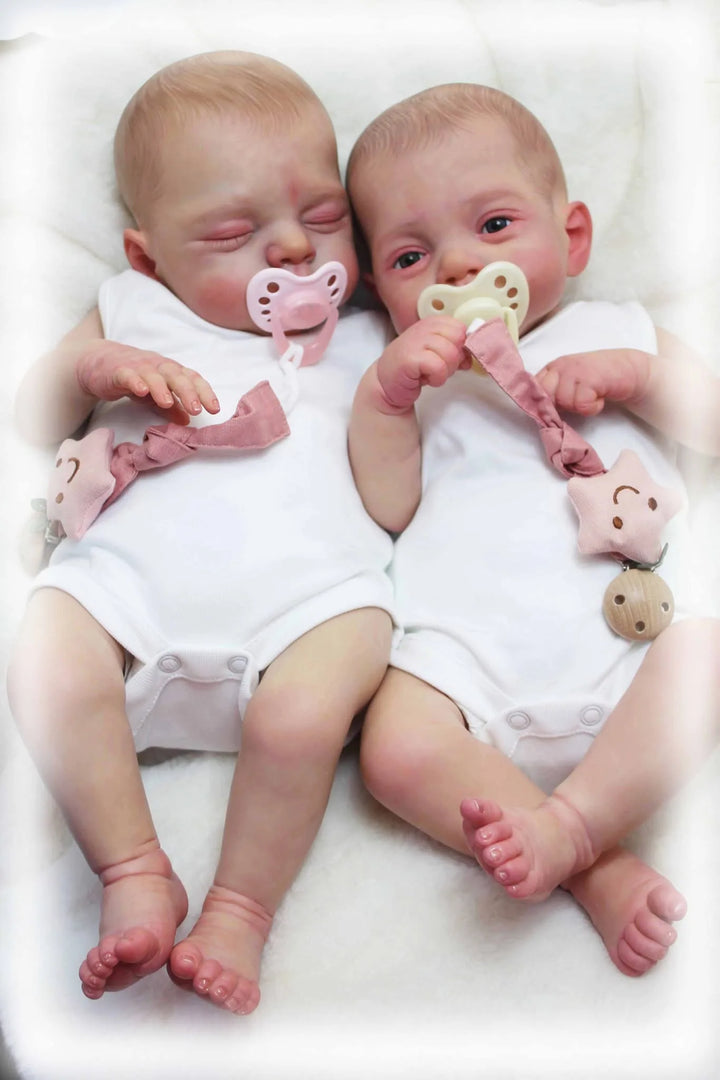 18″ Irys & Lily Reborn Twins – Handmade Lifelike Baby Dolls with 3D Skin & Multi‑Layer Painting