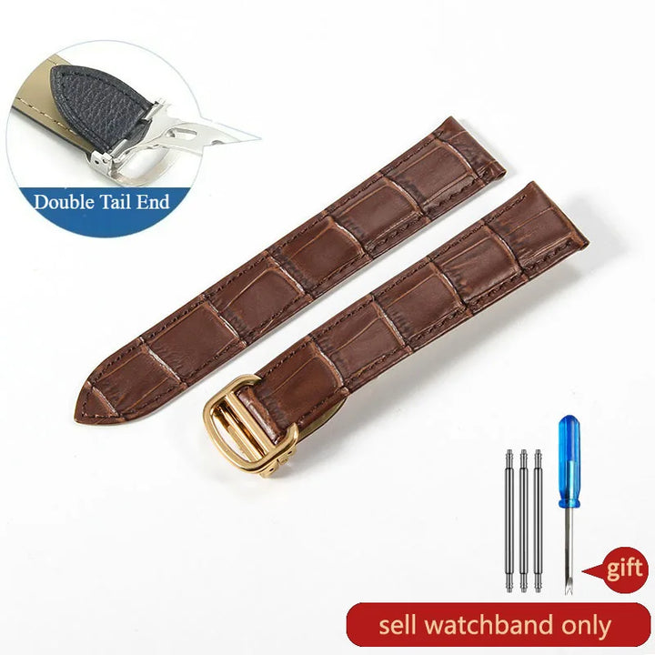Genuine Leather Cartier Tank Solo Watch Strap 17–25mm (Brown & Black,