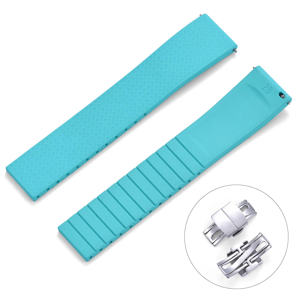 JUELONG CTS Fluororubber Watch Strap 18mm 19mm 20mm 22mm New Quick Release Butterfly Buckle Watch Band FKM Strap For Cut To Size