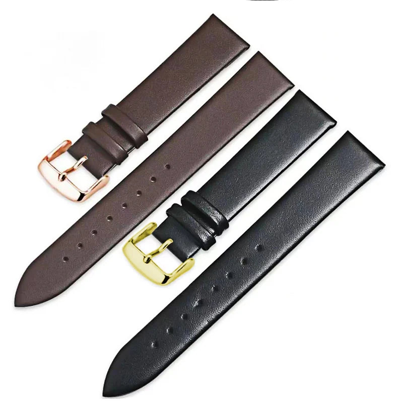 Leather Watch Strap – 18/20/22mm Thin Smooth Band for Smartwatches