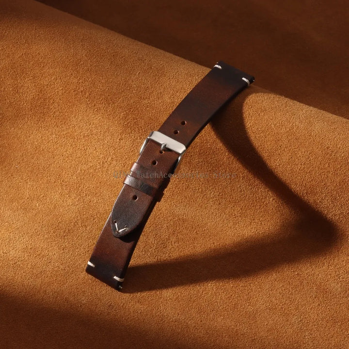 Title: Vintage Oil Wax Leather Watch Band 18–22mm (Quick Release, Unisex)