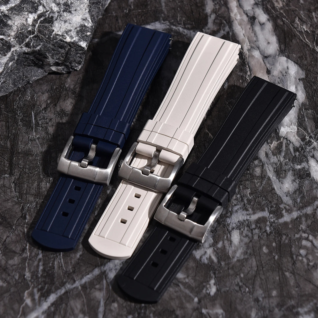 Original New Design Frosted Grain HNBR Rubber Watch Strap 20mm 22mm Locking Feature Quick Release Diving OSAND Rubber Watch Band
