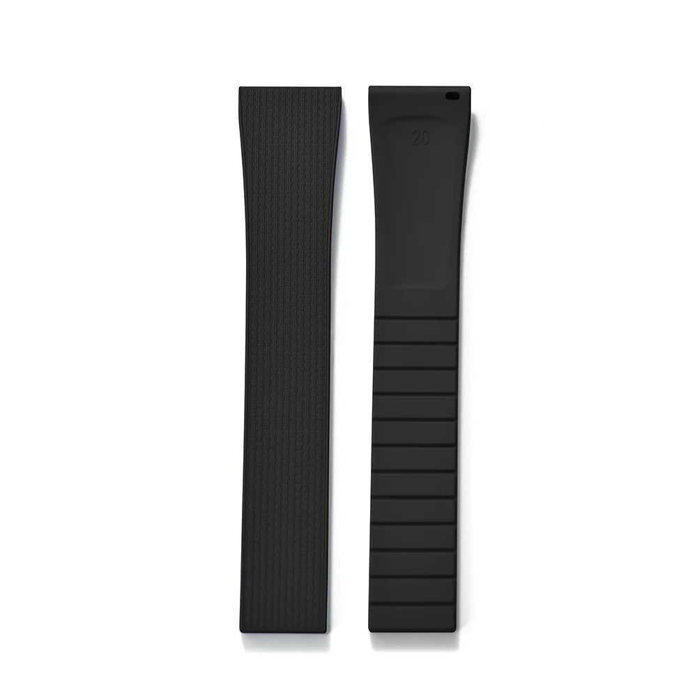 Premium Stripess CTS FKM Rubber Watch Strap 20mm Watchband Quick Release Silver/Black/Gold CTS Butterfly Buckle Cut To Sizes