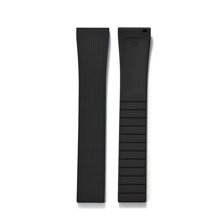 Premium Stripess CTS FKM Rubber Watch Strap 20mm Watchband Quick Release Silver/Black/Gold CTS Butterfly Buckle Cut To Sizes
