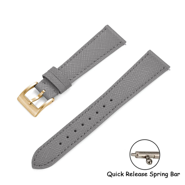 Quick Release Saffiano Leather Watch Strap – 18-24mm Universal