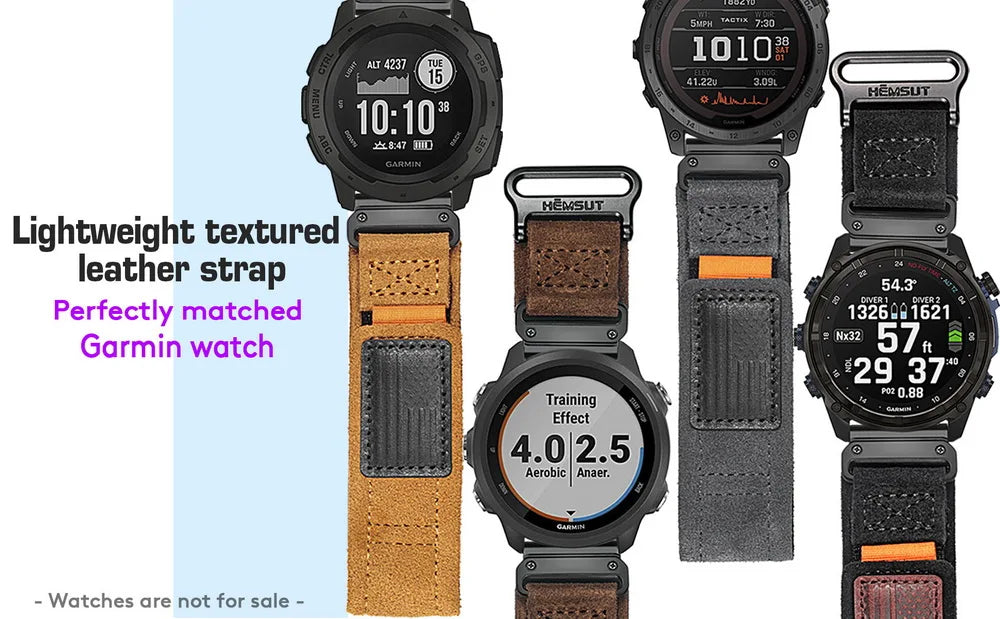 HEMSUT For Garmin Leather Watch Band Quickfit 20 22 26mm Retro Wrist Strap Compatible with Fenix/ Marq/EPIX /Instinct /Tactix