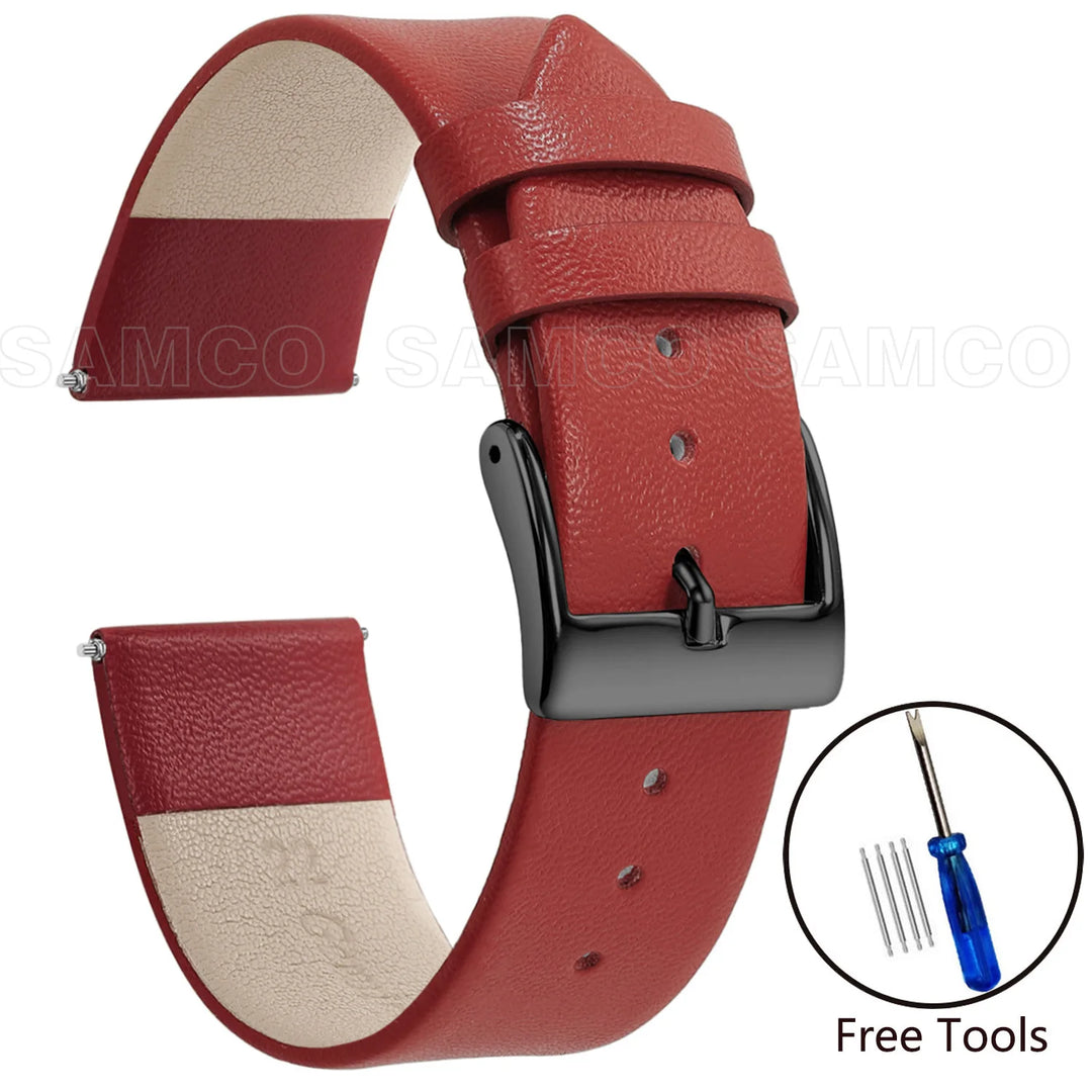 Genuine Leather Minimalist Thin Elegant Apple Watch Band 12–22mm (Soft Wrist Bracelet)