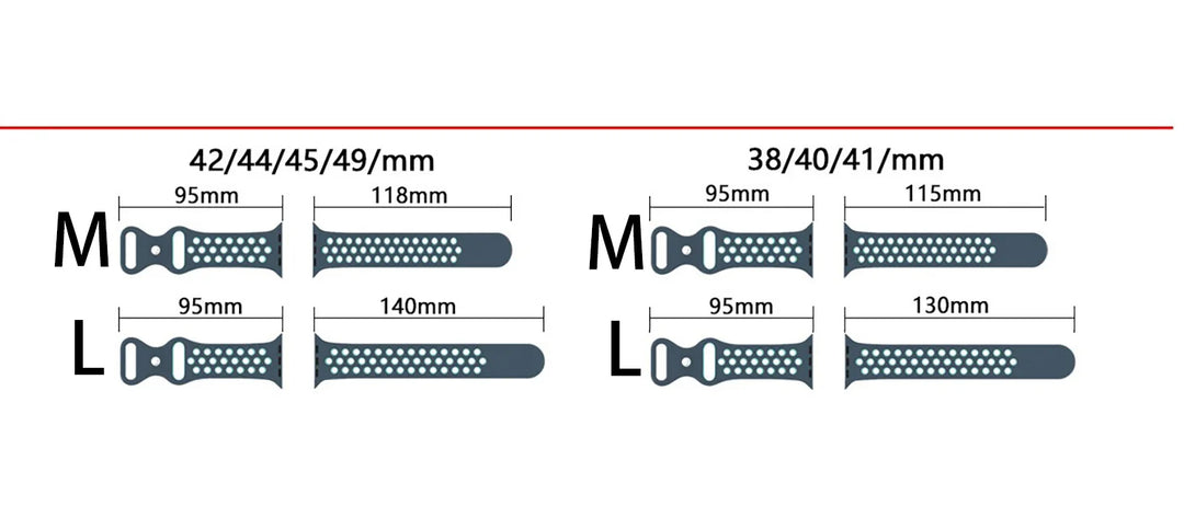 Silicone Apple Watch Band – Multi‑Size (38–49mm)