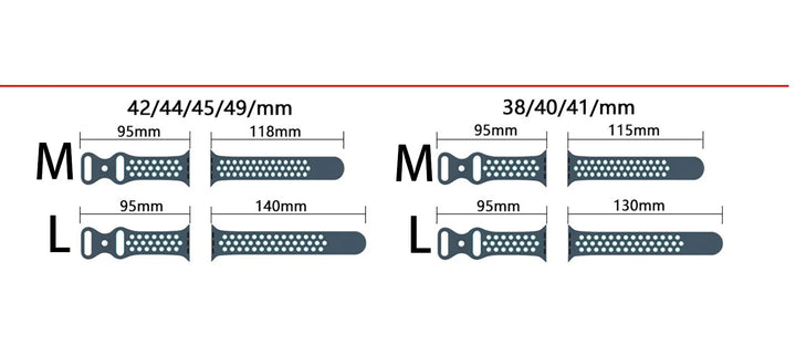 Silicone Apple Watch Band – Multi‑Size (38–49mm)