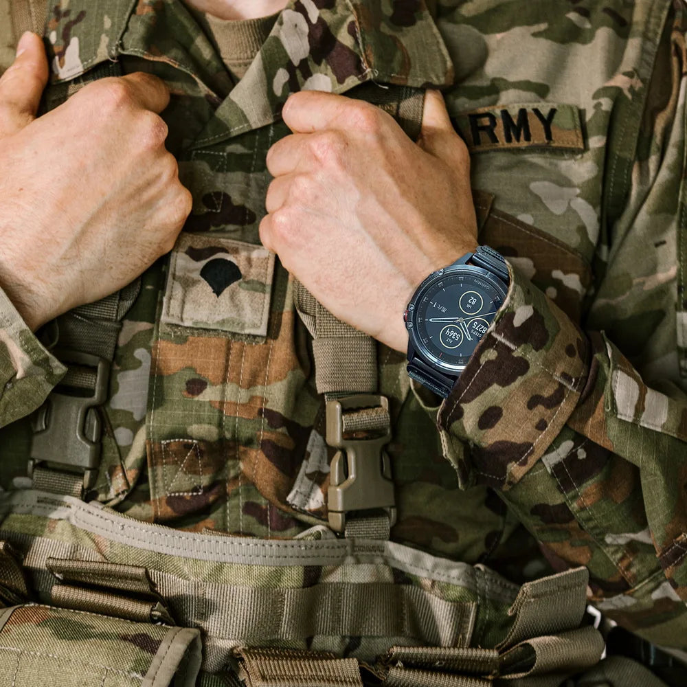 HEMSUT Nylon Military Quickfit Watch Strap – 20–26mm for Garmin