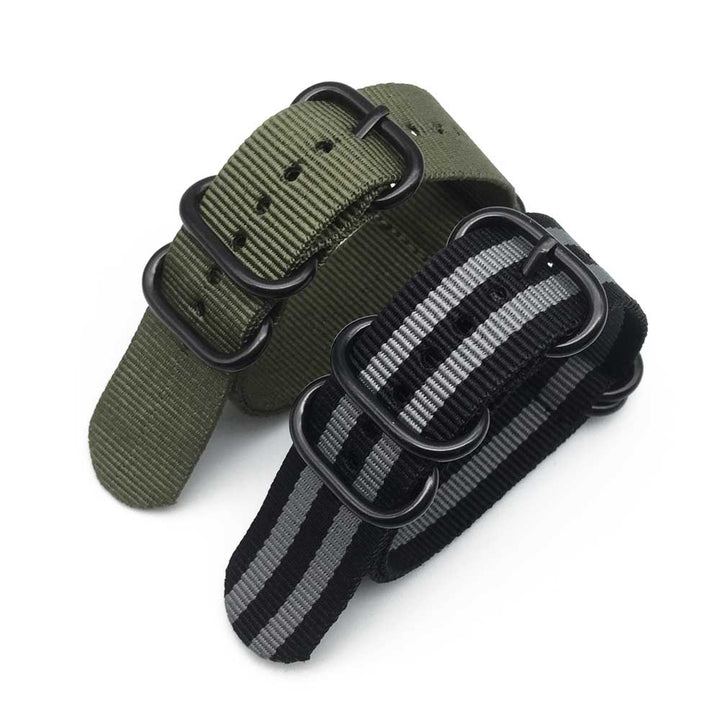 Multicolor Nylon Watch Strap 18–24mm (Black Buckle)