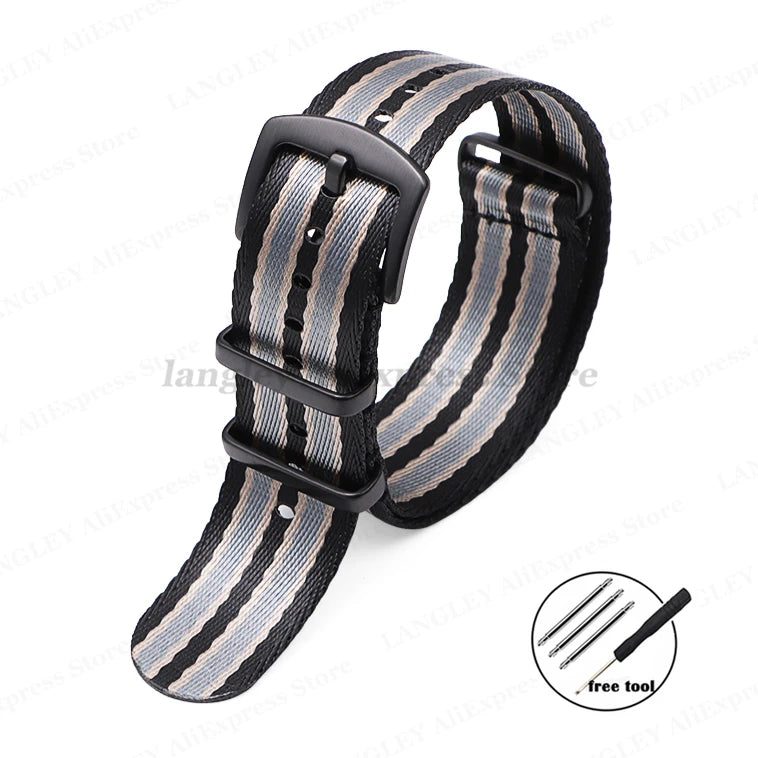 Premium Nylon Watch Strap 20/22mm (Black Buckle)