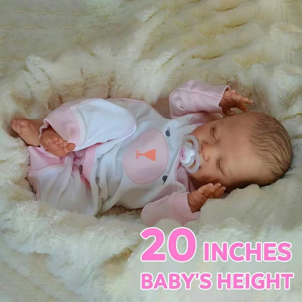50 cm April Realistic Full Vinyl Reborn Doll – Waterproof, Visible Veins, Lifelike 3D Skin
