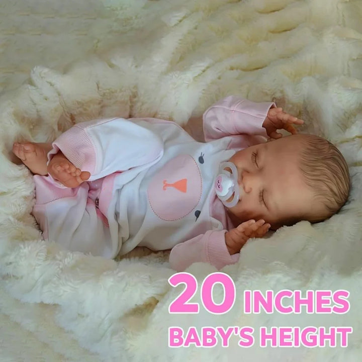 50 cm April Realistic Full Vinyl Reborn Doll – Waterproof, Visible Veins, Lifelike 3D Skin