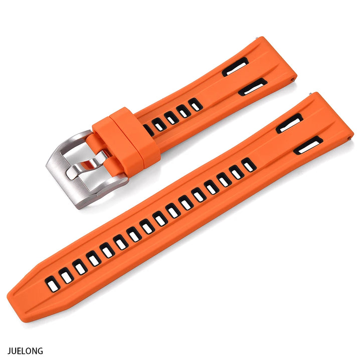 JUELONG Dual Color High-Density Silicone Watch Strap 20/22mm Quick Release