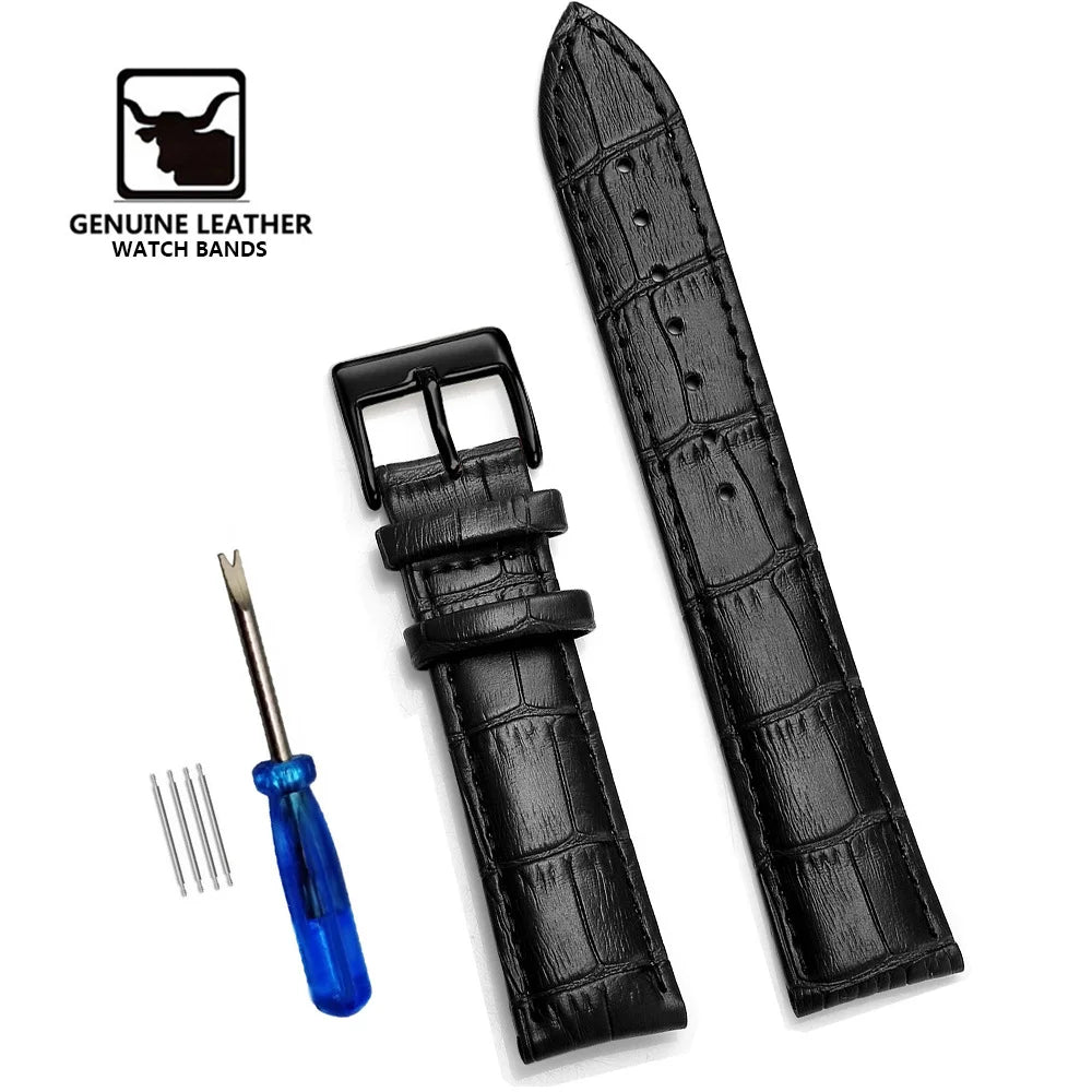 Premium Genuine Leather Watch Strap 12–24mm (With Tool)