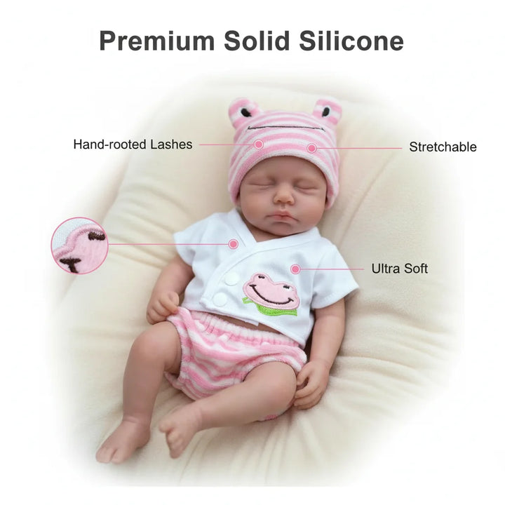 NPK 12inch Lifelike Reborn Doll Loulou Awake Super Soft Solid Platinum Silicone Flexible Elastic Mouth Can Open